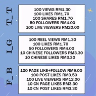 TIKTOK FaceBook InstaGram TT FB IG Like Views