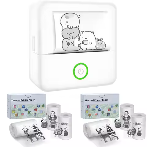 Thermal Mini Printer Portable Inkless Sticker Cut Small Pocket Printer for Children DIY 57mm Photo P