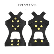 1 Pasang Alas Sepatu Paku Anti Slip Crampon Cover Sepatu Dengan 10 Gigi Untuk Berjalan Di Salju / Me