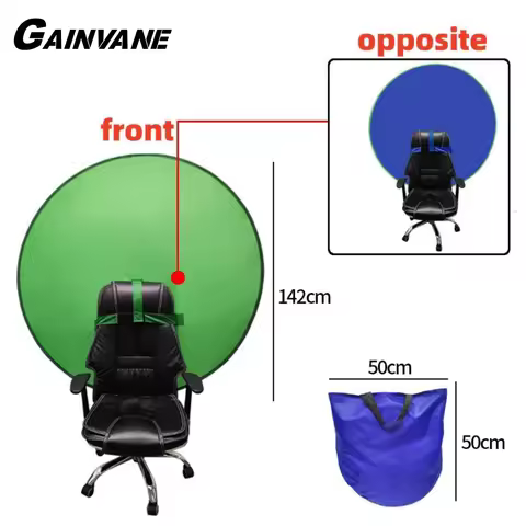 GAINVANE Live Streaming Chair Foldable Photography Studio Backdrop Double Sided Background Cloth Gre