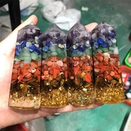 7 Chakra Chip Stones Healing Crystal Points Wands Reiki Healing Crystals Resin Hexagonal Yoga Medita