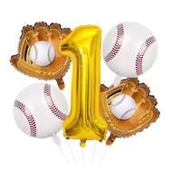 5pcs GOLD NUMBER BASEBALL GLOVES BALLOON PACKAGE 80cm