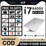 【HP PROBOOK laptop 840G5 】  14.1 in / 8Th Gen core i7-8650U / DDR4 32GB Memory / 512GB SSD / laptop brand new original / HD camera can be connected to 5G WiFi / Compatible Windows 11+Office 2016