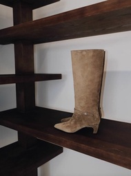 大女主 非對稱麂皮長靴 手工製
