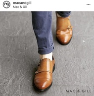Mac&amp;Gill Monk-Strap Leather Shoes perforated Business  รองเท้าผู้ชายหนังแท้แบบ and Casual Wear รองเท้าหนังแท้ รองเท้าทำงาน