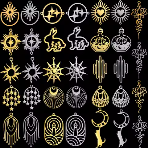 3pcs/lot Top DIY Jewelry Star Moon Charms Tassel Earrings Jewelry Making Sun/Rabbit/Fox/Frog/Flower/