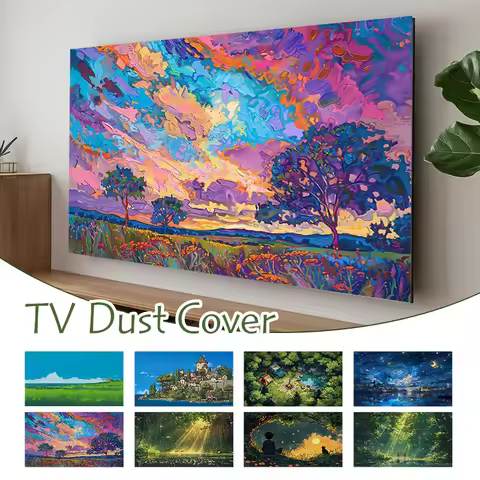 TV Dust Cover Cloth Home Use 47-65 Inch Desktop TV Monitor Cover High Elastic Household Hanging LCD