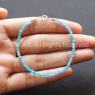 2.8MM Blue Ocean Apatite Bracelet Cut, Water, Wood, Feng Shui Bracelet, Bangle S50 - Bead Art