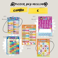 5pcs* Ana Muslim Poster Combo C - Poster 123 Membaca & Menulis, Poster Nombor Arab, Poster Duit, Pos