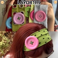 LAYOR1P9 Button Hairband, Large Button Vintage Style Elastic Hairband, Polyester Y2K Sweat Absorbing