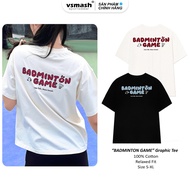BABY COTTON BADMINTON shirt Brand Vsmash Sport, BADMINTON GAME | Round Neck | White - Black Cool Str