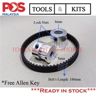 5mm to 8mm S3M Aluminum Alloy Timing Pulley & Transmission Belt Set for DIY Table Saw Belt 180mm/192