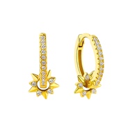 My Juvel 14K Gold Plated 925 Sterling Silver Soleil Huggies Gold Earrings Anting Anting Accessories 