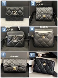 特價❣️Chanel cf 卡包 銀包 拉鏈 零錢包 散紙袋 三折 短夾 classic Flap wallet cardholder zipped purse card holder 黑色 荔枝紋牛
