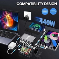EASYDEALS Desktop Charger Fast Charging Multi Port USB Type C GaN3 440W - YMX-440W