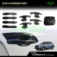 Toyota Corolla Cross 3 in 1 CARBON FIBER SET Door Handle Door Bowl Fuel Cap Cover Accessories Bodykit Spoiler Skirt 2022