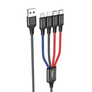 Hoco X76 Super 4-in-1 Charing Cable USB Fast Charging Wire Lightning Type C x2 Micro 4 in 1 Type-C i