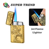 Dragon Butane Lighter Jet Flame Single Action Ignition Windproof Refillable for Outdoor Use