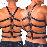 【PC】 Self Bondage Costumes Black Men Leather Body Chest Harness Suspenders Punk Belt