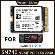 SN740 WD ดิจิตอลตะวันตก2TB 1TB M.2 2230 Nvme Pcie Gen 4.0X 4ไดรฟ์ SSD สำหรับดาดฟ้าอบไอน้ำแล็ปท็อปและแท็บเล็ตคอมพิวเตอร์พีซีขนาดเล็กพันธมิตร Rog