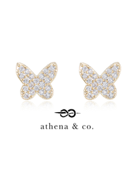 Athena &amp; Co. 18k Gold Plated Miki Butterfly Stud Earrings - 925 Silver Post, Hypoallergenic