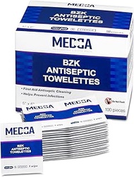 Antiseptic Wipes – (Pack of 100) Antibacterial Hand Sanitizer Wipes and Benzalkonium Chloride Swabs 