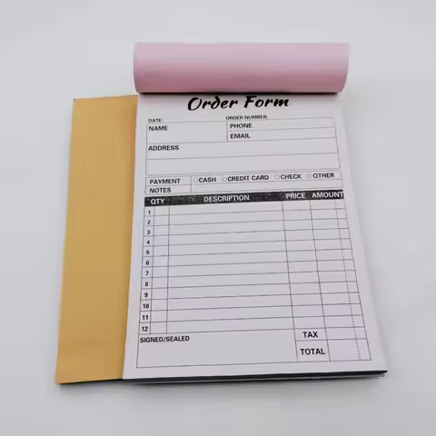 2/5pcs Order Form 2 Part Carbonless Invoice Book 5.5 X 8.3 Inches White/pink 50 Copies/book for Smal