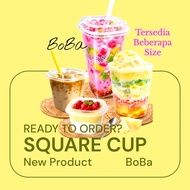 (25 Pcs) Hok Cup Square + Lid Size 8 oz, 12 oz, 16 oz and 22 oz Food Grade contents 25 Pcs