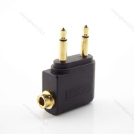 3.5mm Airplane Splitter Adapter Airline Headphone Mono Audio Converter Travel Jack Plug Gold Nickel 