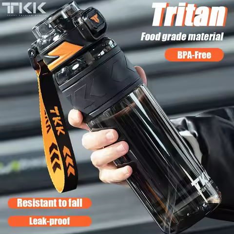 TKK 600/800/1000ml Sports Watter Bottle Tritan BPA free Straw Portable Leak-proof Plastic Drinkware 
