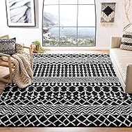 Safavieh Tulum Collection TUL270Z Boho Moroccan Distressed Area Rug, 8' x 10', Black/Ivory