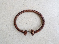 咖啡刷色皮革編織手環