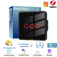 SMATRUL Tuya Zigbee Smart Touch Switch Light Wall Switch No Neutral Wire No Capacitor required 1/2/3