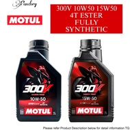 MOTUL 300V 10W50 15W50 4T FULLY SYNTHETIC ESTER ENGINE OIL 1L RACING PERFORMANCE MINYAK HITAM ENJIN 