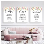 Wall Art Canvas printings Watercolour Flowers Blessed Quotes Picture Canvas Painting Home Living Roo