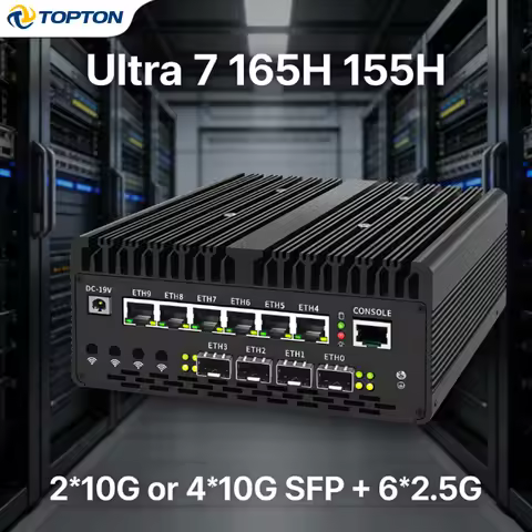 Firewall Mini Industrial PC Ultra 7 165H 155H 4x/2x 10G SFP 6*2.5G LAN Intel vPro Thunderbolt 4 Prox