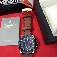 Jam tangan analog pria Expedition E6606M Genuine Leather Brown Rosegol