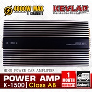 เพาเวอร์แอมป์ KEVLAR  K-1500.4  ไฟ4000WMAX 4CHANNEL เครื่องเสียงรถยนต์ แอมป์ขยายเสียง เพาเวอร์แอมป์ แอมป์ แอมป์ขยาย