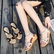 Lovito Boho Plain Beaded Wedges for Women LFA66328