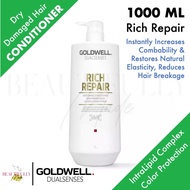 Goldwell Dual Senses Rich Repair Conditioner 1000ml - Daily Treatment For Dry Damaged Hair • Restore Reconstruct Hair