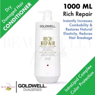 Goldwell Dual Senses Rich Repair Conditioner 1000ml - Daily Treatment For Dry Damaged Hair • Restore