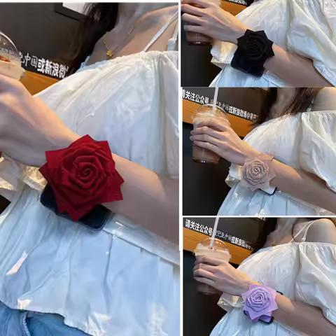 Fashion Rose Wrist Strap Holder Case For Samsung Galaxy Z Flip6 Case Z Flip5 Z Flip4 Z Flip3 Xiaomi 