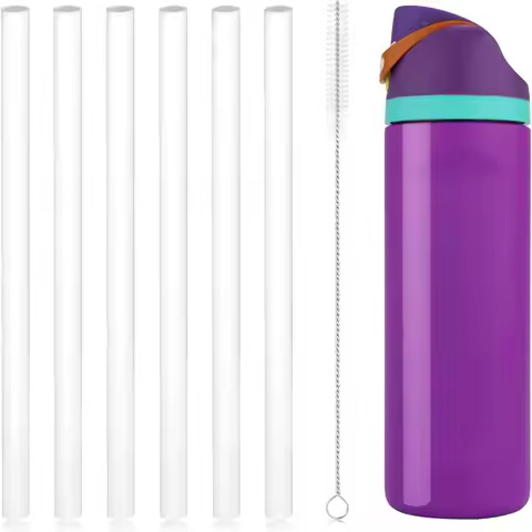 Replacement Reusable Straws for Owala FreeSip 24 oz, 32 oz, with Cleaning Brush for Owala Flip Water