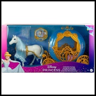 MATTEL DISNEY PRINCESS TOYS, CINDERELLAS ROLLING CARRIAGE, FASHION DOLL-SIZED WITH WHITE HORSE FEATU