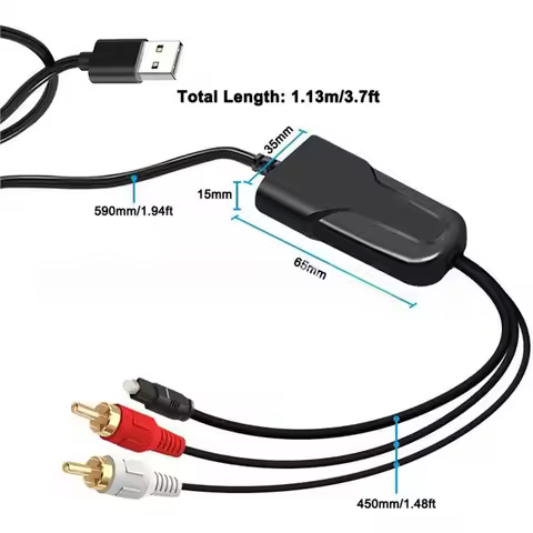 2026 New SPDIF To 2 RCA Digital To Analog Converter 192Khz DAC Audio Conversion Cable 192Khz Support