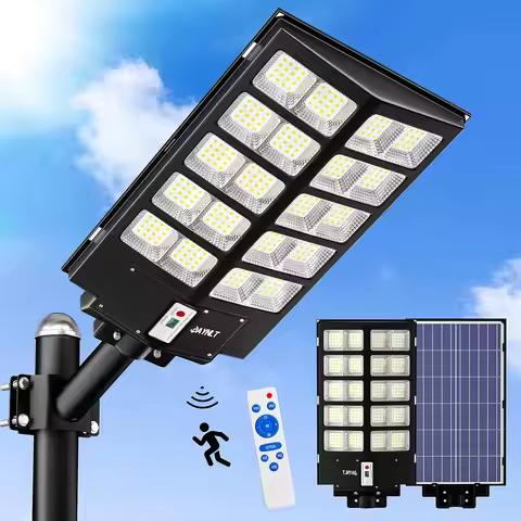 520000LM Solar Street Lights with Motion Sensor, Dusk to Dawn, IP67 Waterproof for Outdoor Parking L