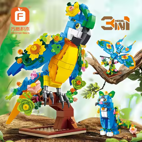FC 3 IN 1Dinosaur Model Building Block Toys Sets Parrot Bird 3 Transform Form Jurass T-Rex Animal Br
