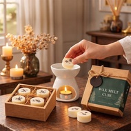 居家香氛融蠟禮盒 4入香氛蠟塊+融蠟燭燈