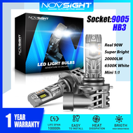 2 Bóng Đèn LED Xe Hơi Novsight N63 9005 HB3 Bộ Bóng Đèn Pha LED Chùm Sáng Cao 90W 20000LM 6500K Mini