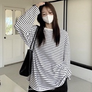 Áo thun kẻ sọc form rộng tay dài nam nữ MS03